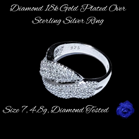 Jewelry - Diamond Ring 18k Gold Plated Over 925 Silver